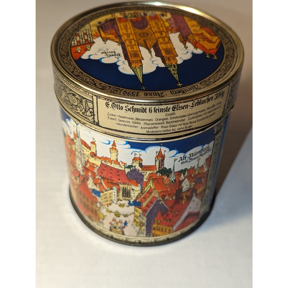 Vintage E. Otto Schmidt Germany Cookie Round Tin Nurnberger Land Geht Dutch - Picture 3 of 9